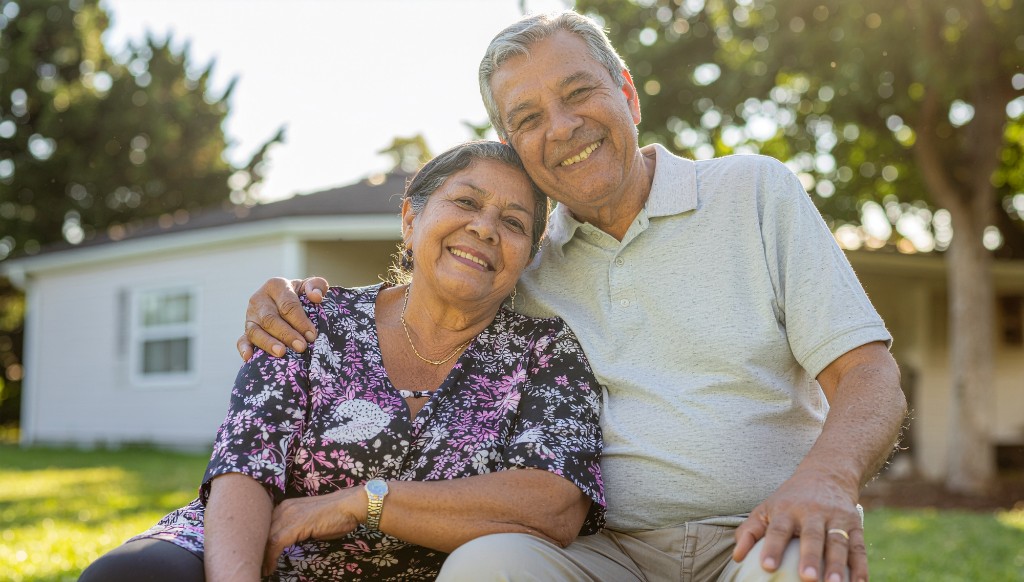 Happy couple enjoying their home